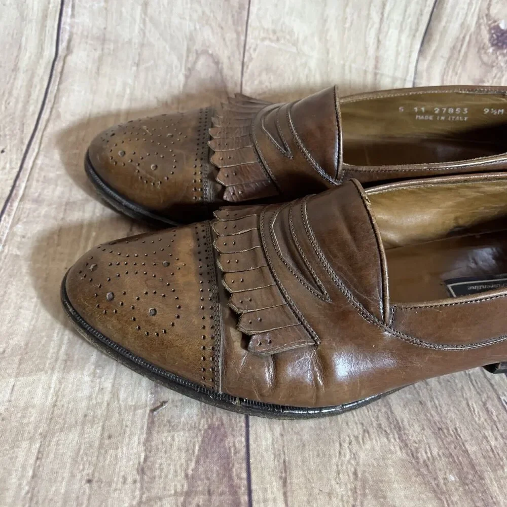 Vintage Mens Bostonian Shoes Loafers Tassel Florentine Dress Brown 9 1/2 M ITALY